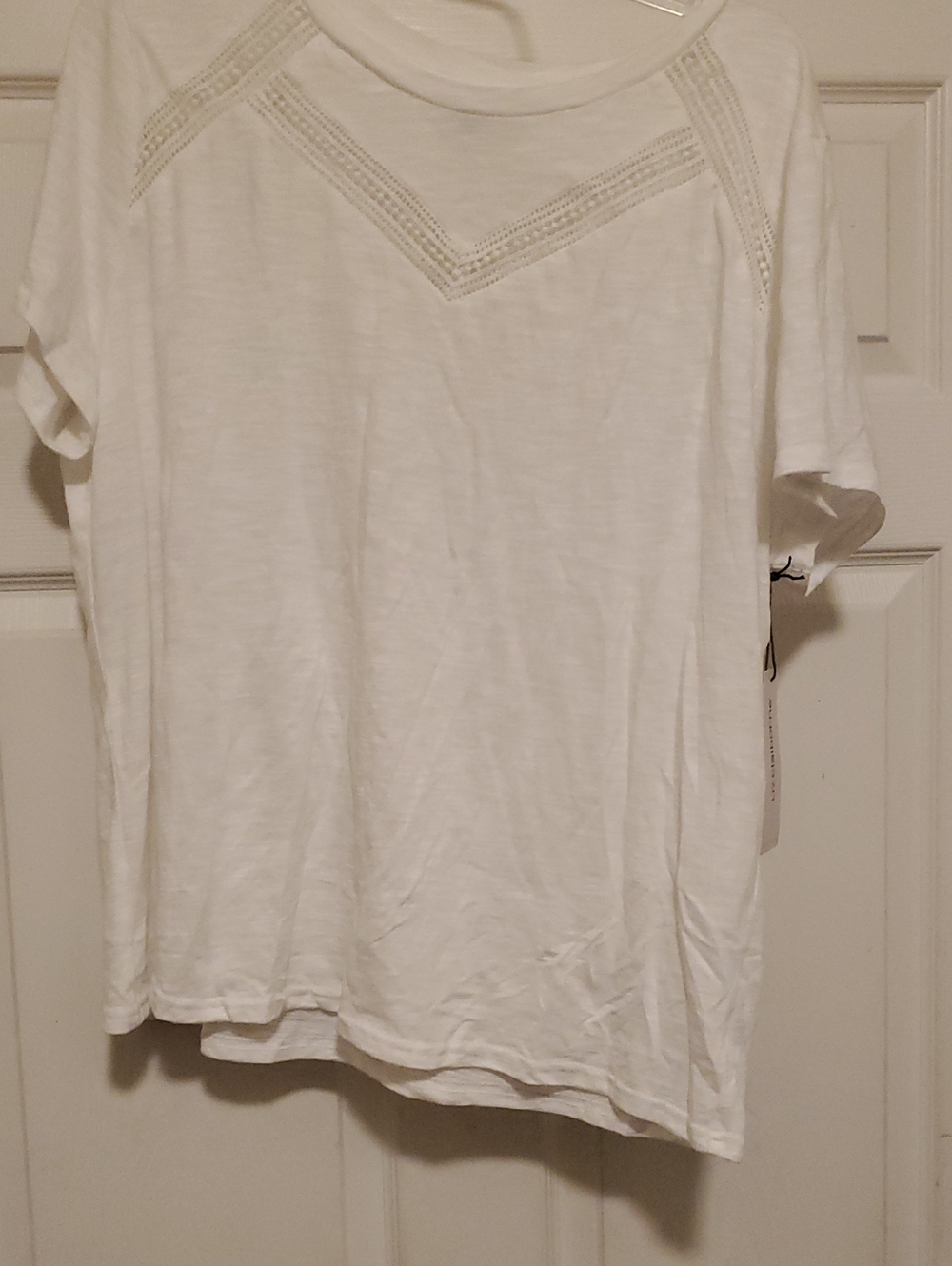 Liz Claiborne White Crochet Detail Top